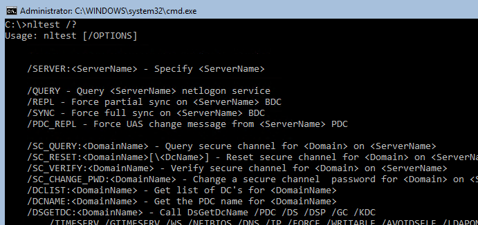 nltest.exe partial help output